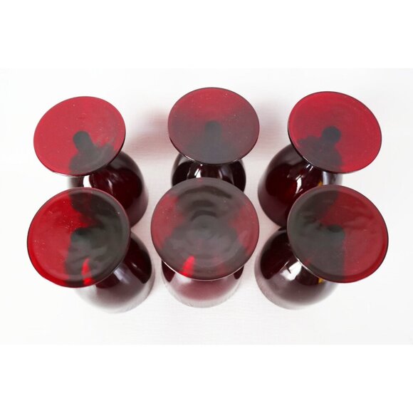 4 Royal Ruby Glasses Glass Stemware 1950's Vintage Anchor Hocking Barware - Picture 5 of 5